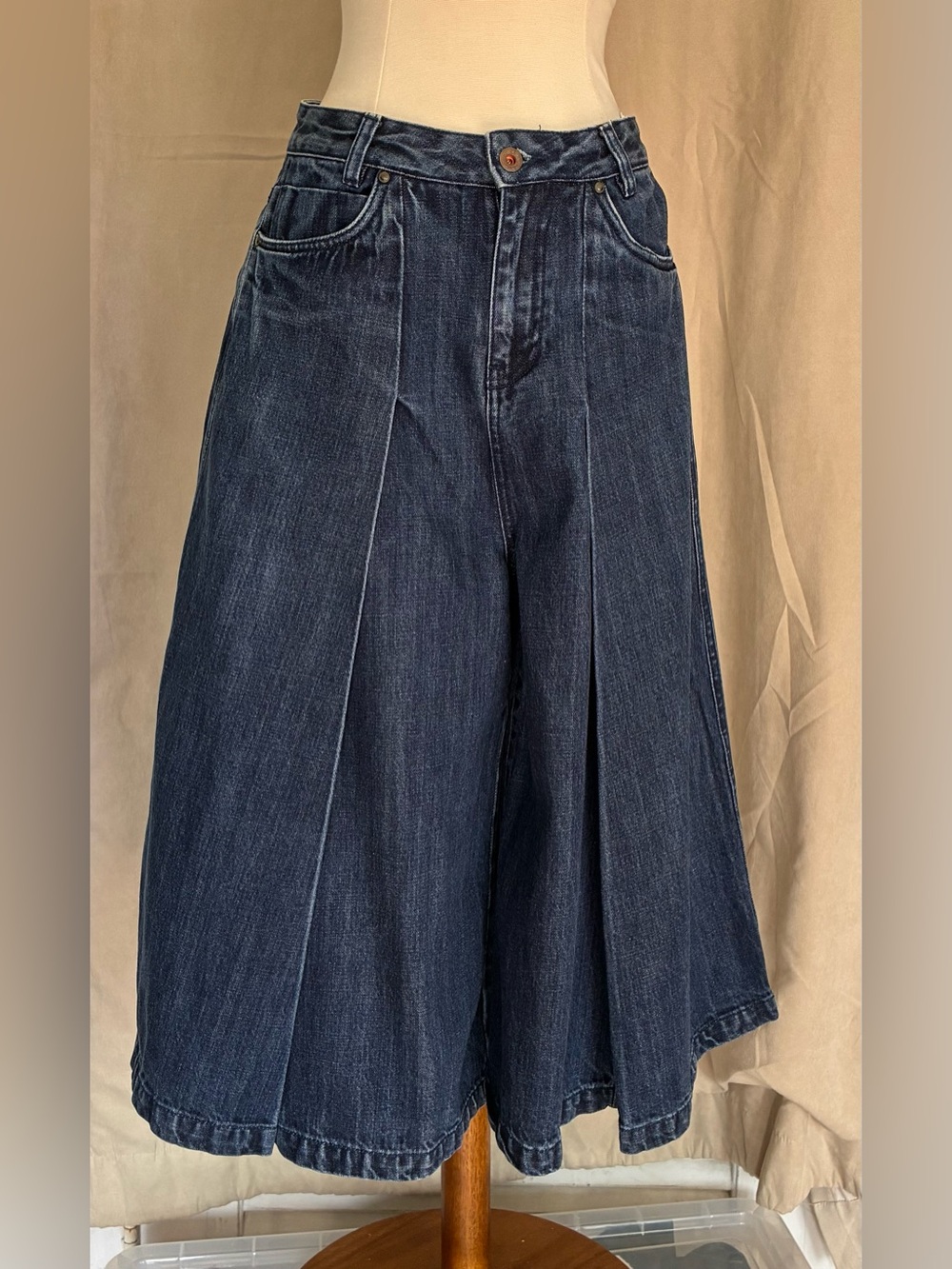 Dark Indigo Wide-Leg Denim Culottes